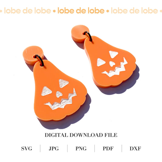 Halloween Pumpkin Jack o' Lantern Laser Cut Earrings Digital Download