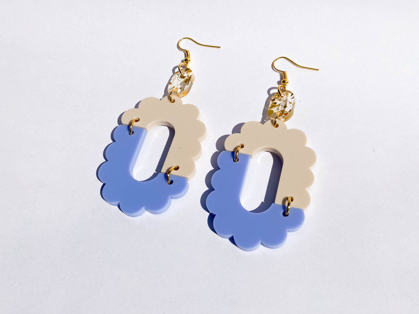 Squiggle Oval Scallop, Asymmetric Laser Cut Earrings Digital Download