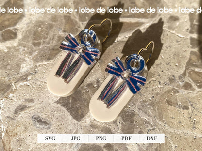 Christmas Tree Ribbon coquette bow Laser Cut Earrings Digital Download