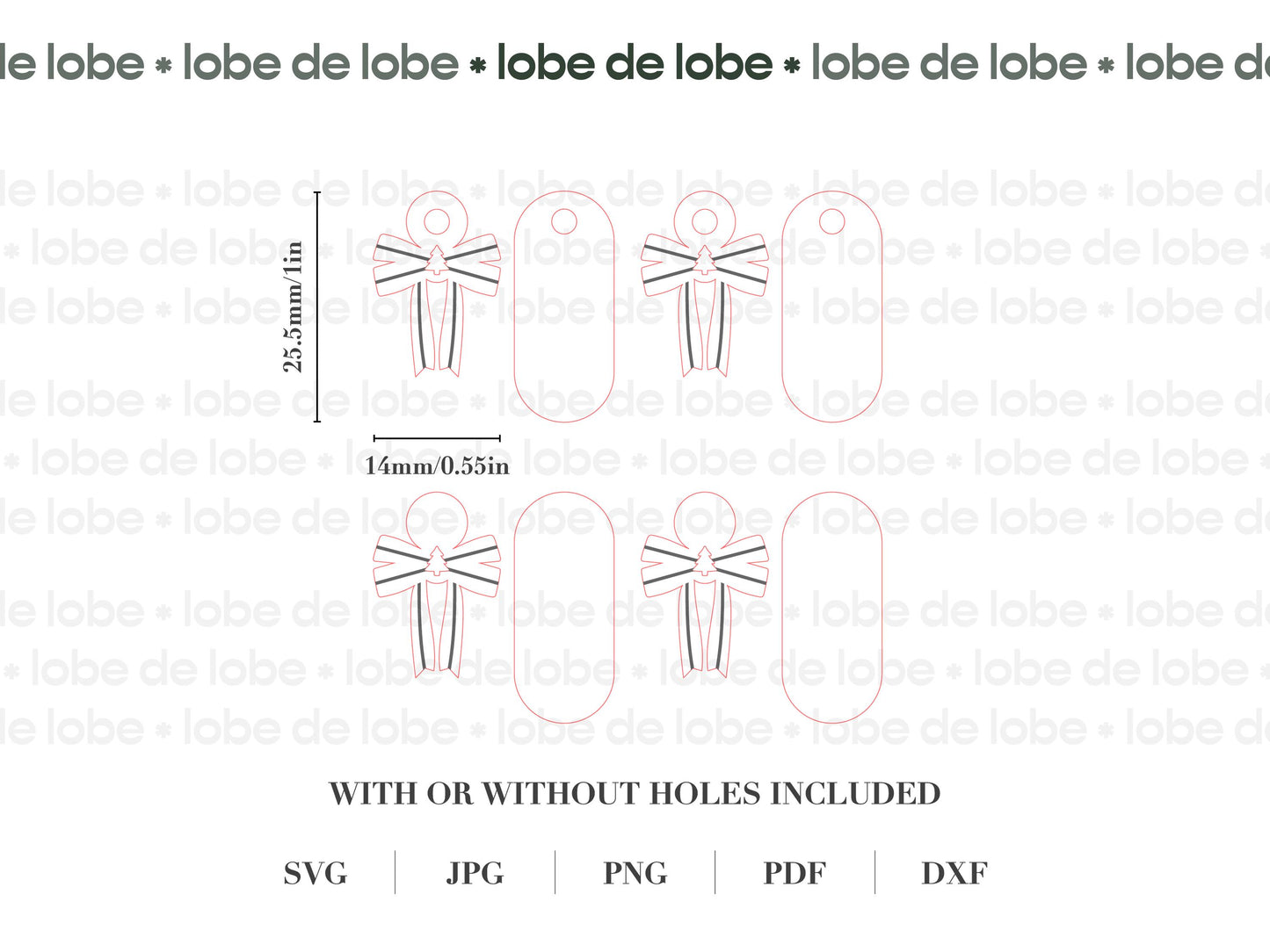Christmas Tree Ribbon coquette bow Laser Cut Earrings Digital Download