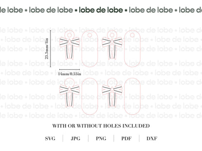 Christmas Tree Ribbon coquette bow Laser Cut Earrings Digital Download