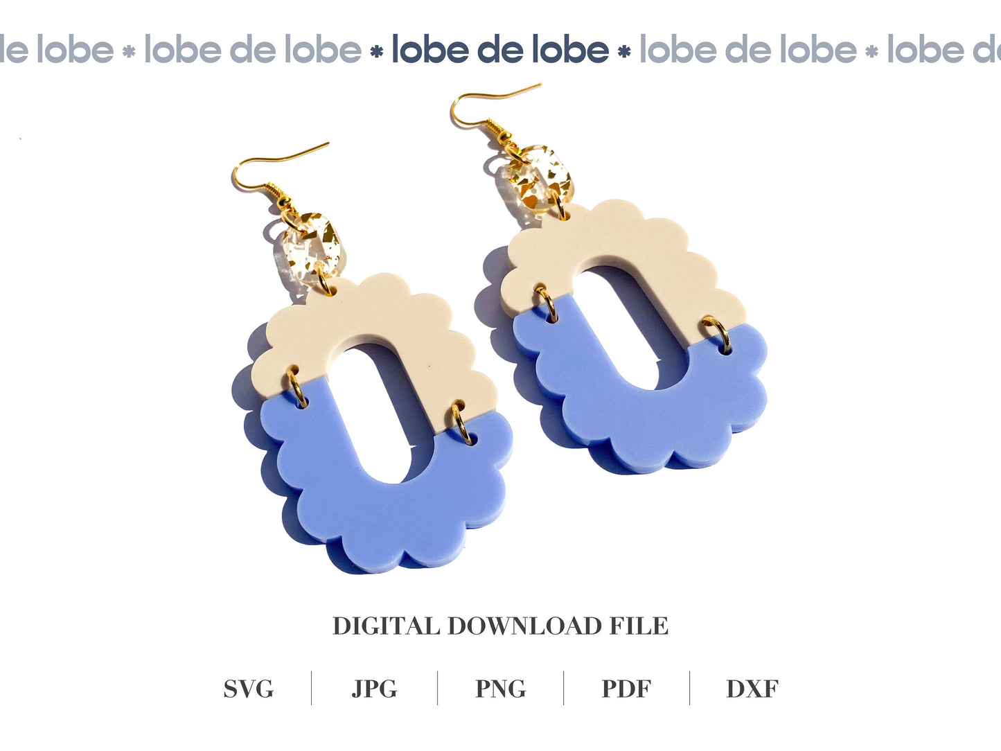 Oval Scallop Squiggle Boho Laser Cut Earrings Digital Download