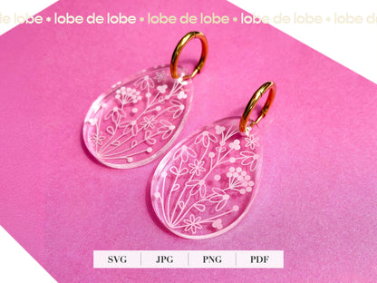 Spring Floral Easter Laser Engraved Earrings Digital Download