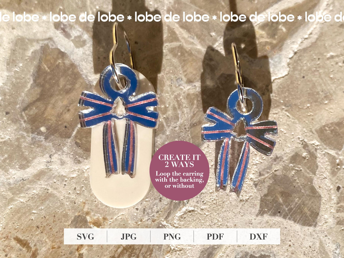 Christmas Tree Ribbon coquette bow Laser Cut Earrings Digital Download