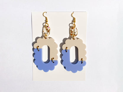 Squiggle Oval Scallop, Asymmetric Laser Cut Earrings Digital Download