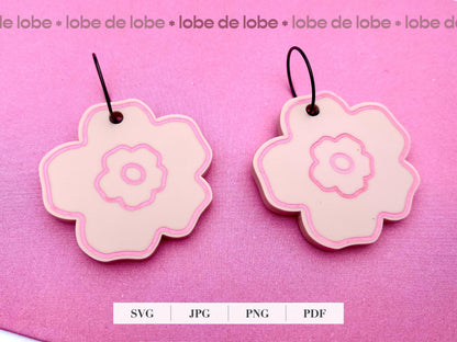 Spring Flower Statement Laser Engraved Earrings Digital Download