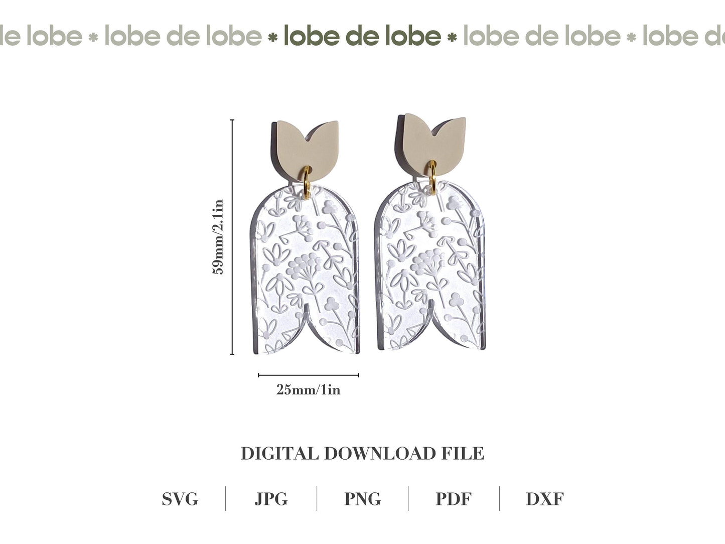 Tulip Spring Floral Laser Engraved Earrings Digital Download