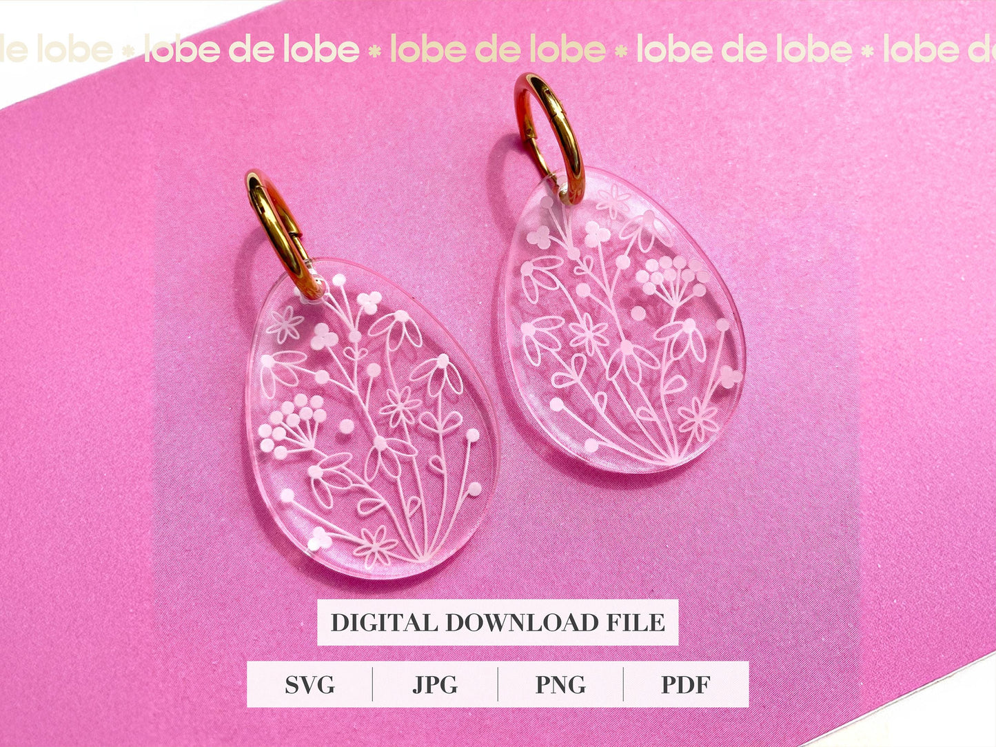 Spring Floral Easter Laser Engraved Earrings Digital Download