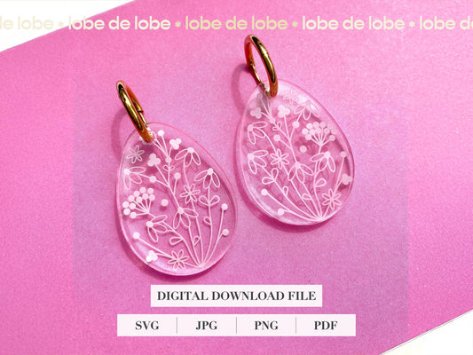 Spring Floral Easter Laser Engraved Earrings Digital Download