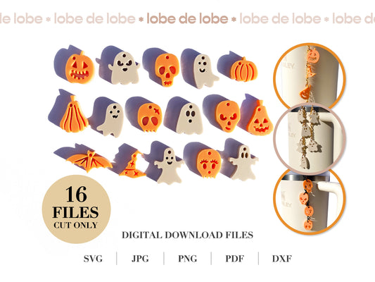 Halloween Ghost, Pumpkin, Skull Tumbler Laser Engraved Charms Digital Download