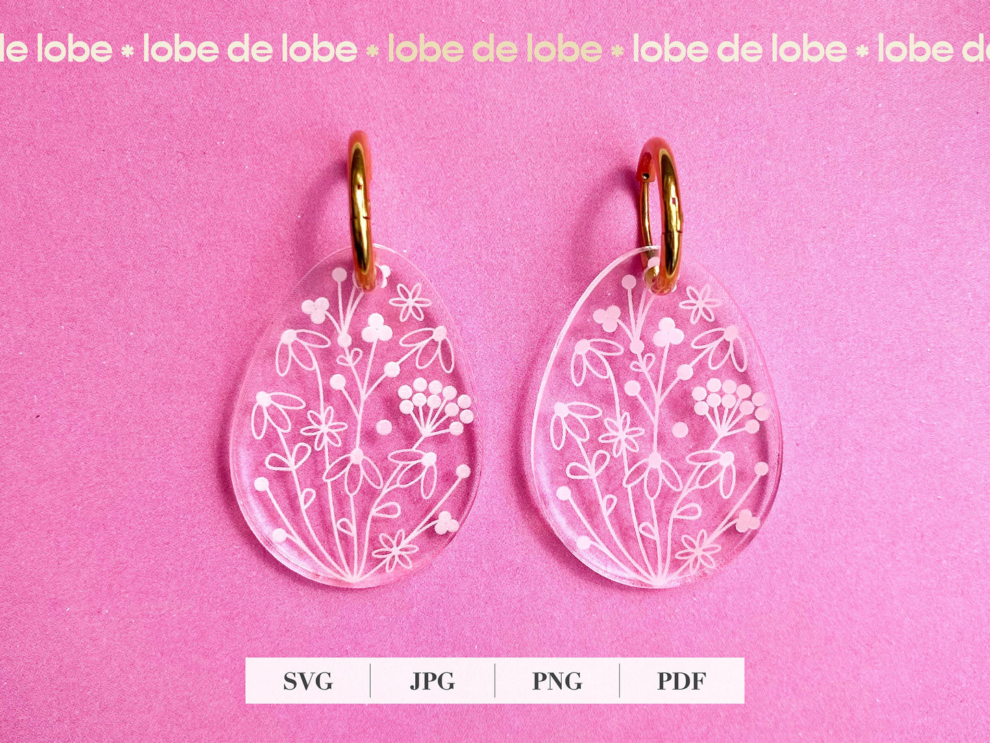 Spring Floral Easter Laser Engraved Earrings Digital Download