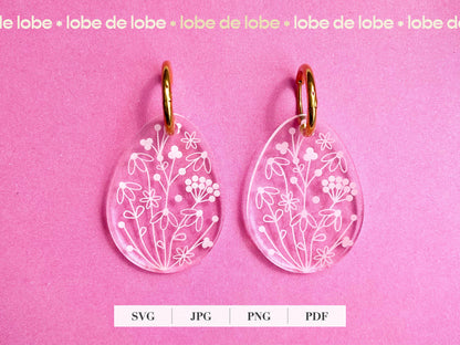 Spring Floral Easter Laser Engraved Earrings Digital Download