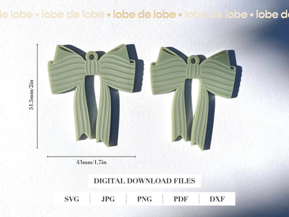 Coquette Ribbon Bow Bundle Laser Engraved Earrings Digital Download
