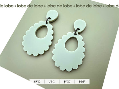 Oval Scallop Nested Laser Cut Earrings Digital Download