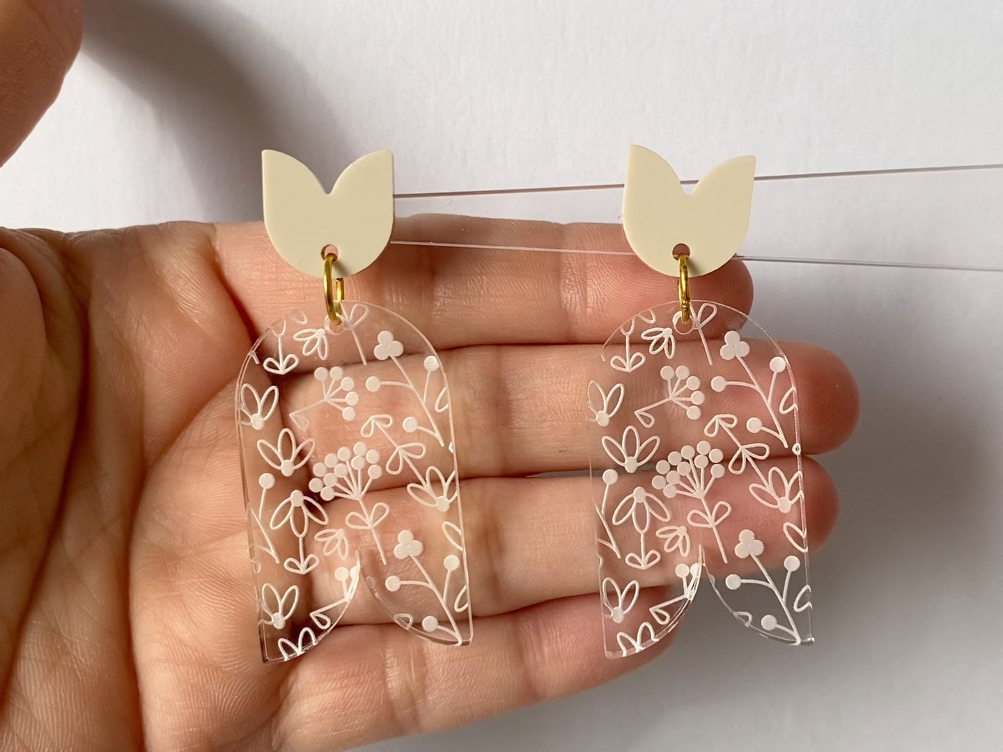 Tulip Spring Floral Laser Engraved Earrings Digital Download