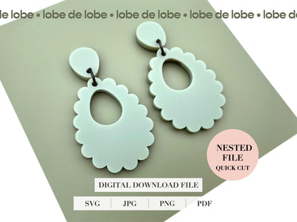 Oval Scallop Nested Laser Cut Earrings Digital Download