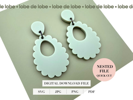 Oval Scallop Nested Laser Cut Earrings Digital Download