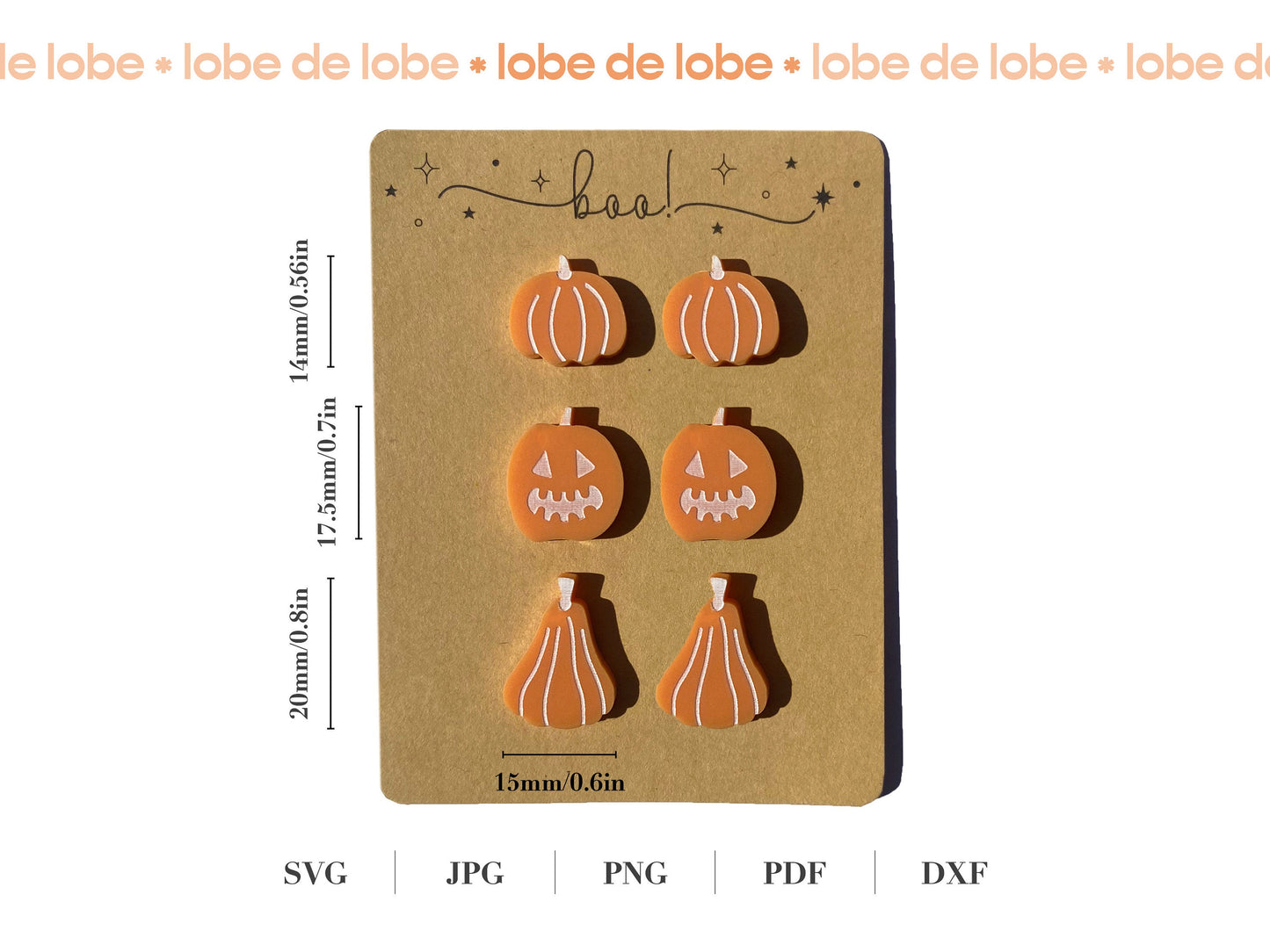 Fall Halloween Pumpkin Studs Laser Engraved Earrings Digital Download