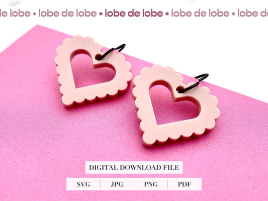 Laser Cut Design Files Love heart Earrings SVG File