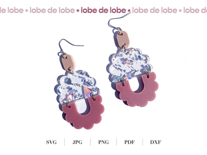 Oval Boho Scallop Laser Cut Earrings Digital Download