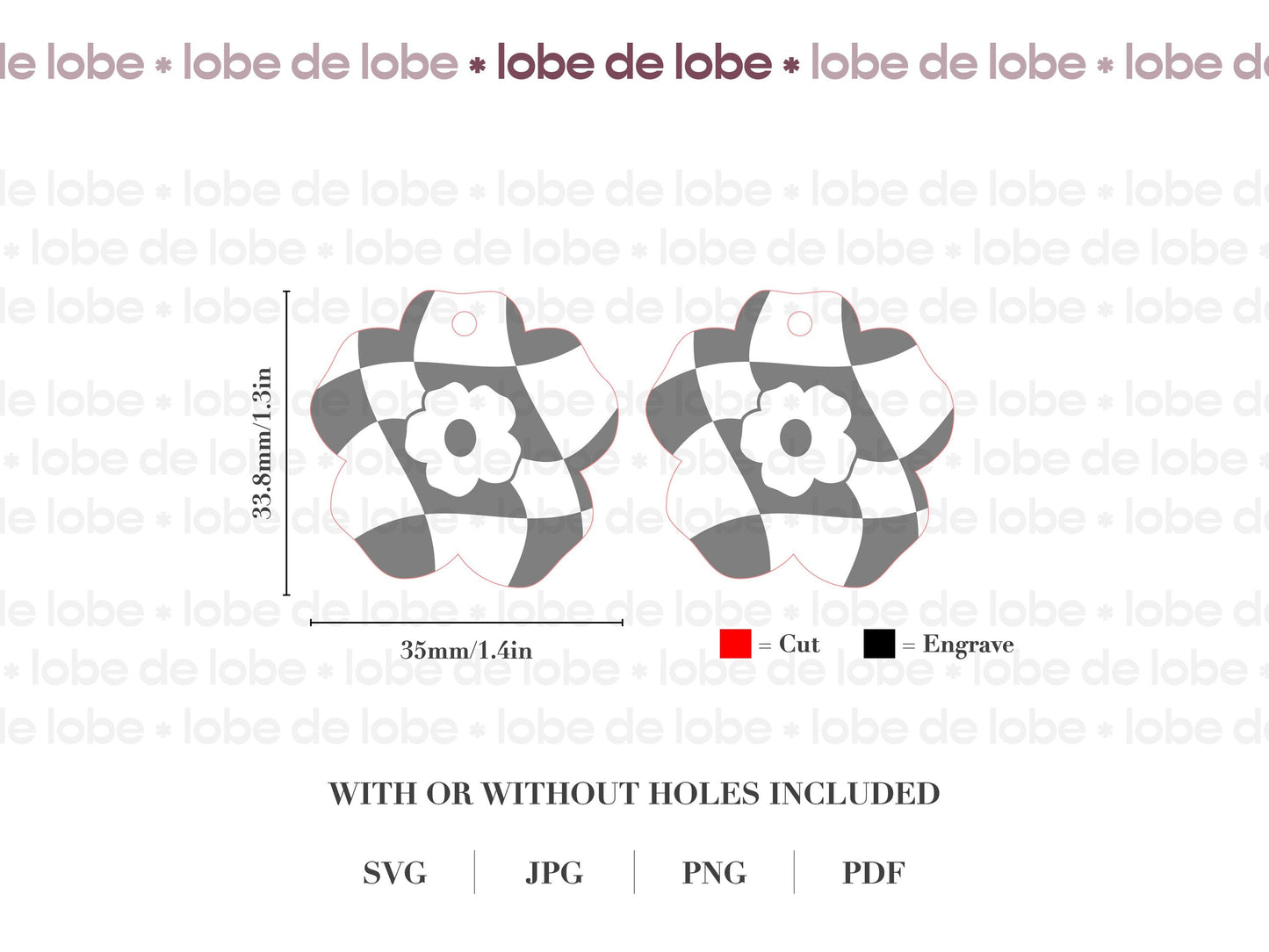 Retro Boho Wavy Flower Laser Engraved Earrings Digital Download