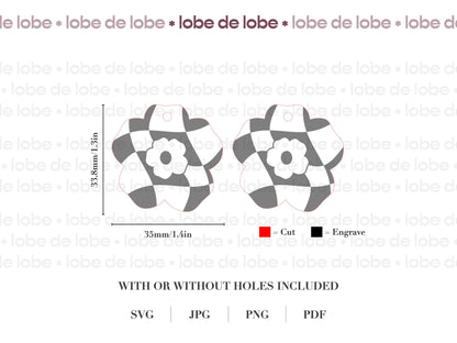 Retro Boho Wavy Flower Laser Engraved Earrings Digital Download