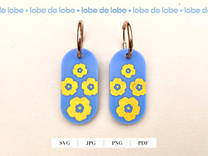 Colorful Bright Spring Floral Bundle Laser Engraved Earrings Digital Download