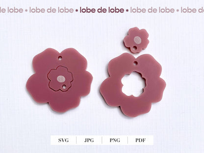 Spring Boho Flower Nested Laser Cut Earrings Digital Download
