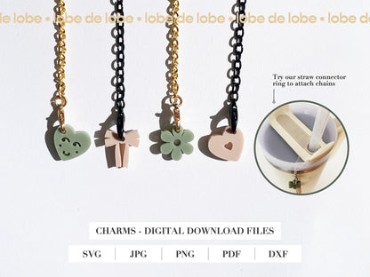 Cute Stanley Tumbler Charms Bundle Laser Cut Digital Download