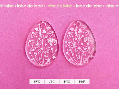 Spring Floral Easter Laser Engraved Earrings Digital Download
