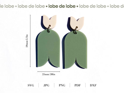 Modern Tulip Minimal Laser Cut Earrings Digital Download