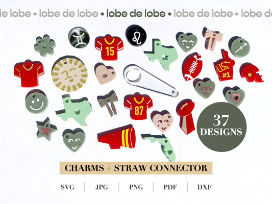 Modern Tumbler Charms Bundle + Straw Connector Laser Engraved Digital Download