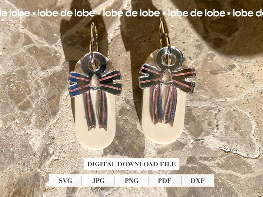 Christmas Tree Ribbon coquette bow Laser Cut Earrings Digital Download