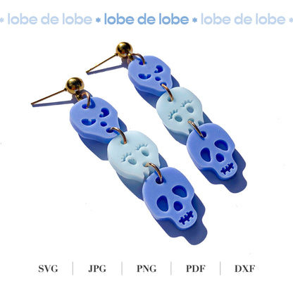 Halloween Sugar Skull Dangle Laser Cut Earrings Digital Download