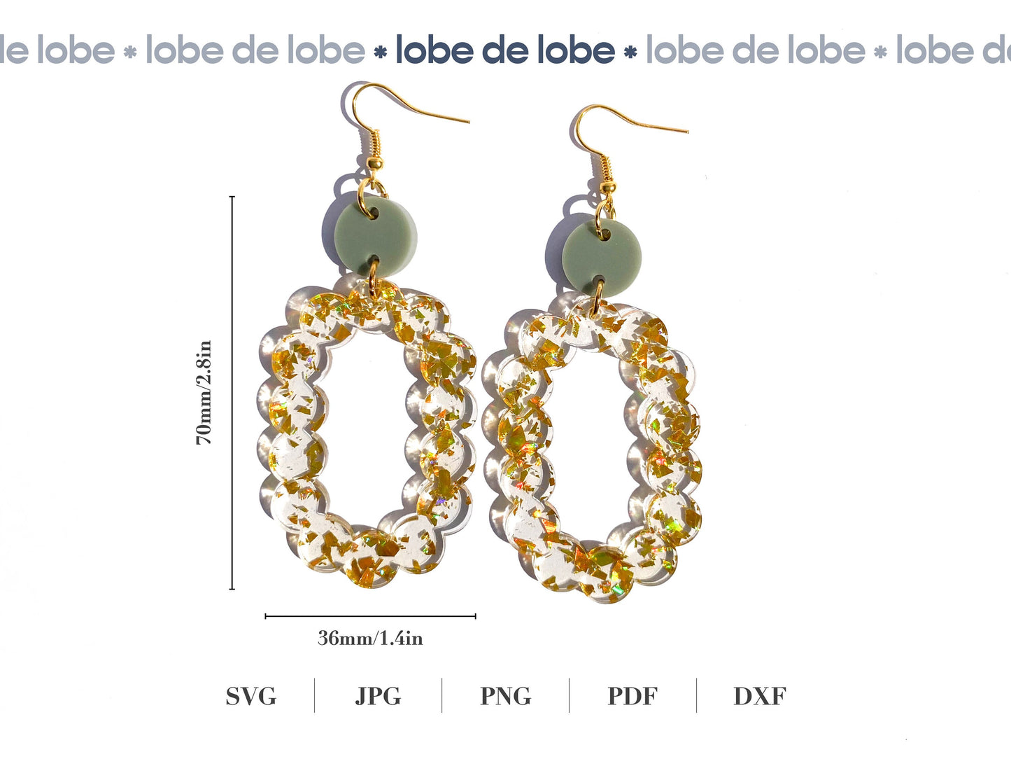 Oval Scallop Squiggle Boho Laser Cut Earrings Digital Download