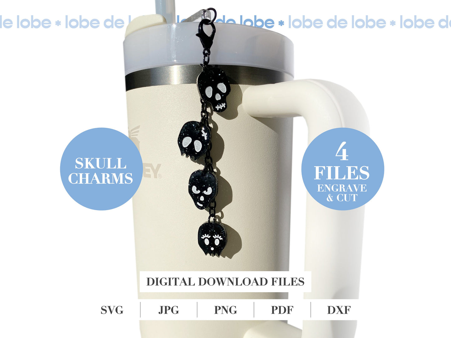 Halloween Sugar Skull Laser Engraved Tumbler Charms Digital Download