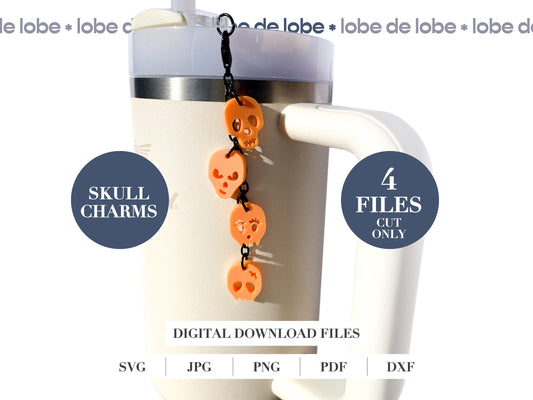 Sugar Skull Halloween Laser Cut Tumbler Charms Digital Download