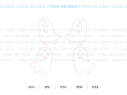 Cute Ghost Halloween Dangle Laser Cut Earrings Digital Download