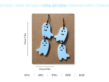 Cute Ghost Halloween Dangle Laser Cut Earrings Digital Download