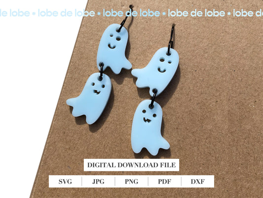 Cute Ghost Halloween Dangle Laser Cut Earrings Digital Download