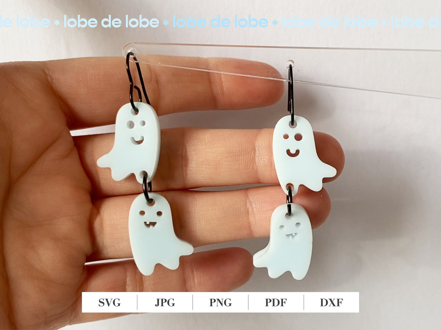 Cute Ghost Halloween Dangle Laser Cut Earrings Digital Download