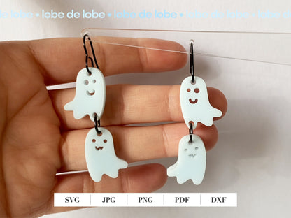 Cute Ghost Halloween Dangle Laser Cut Earrings Digital Download