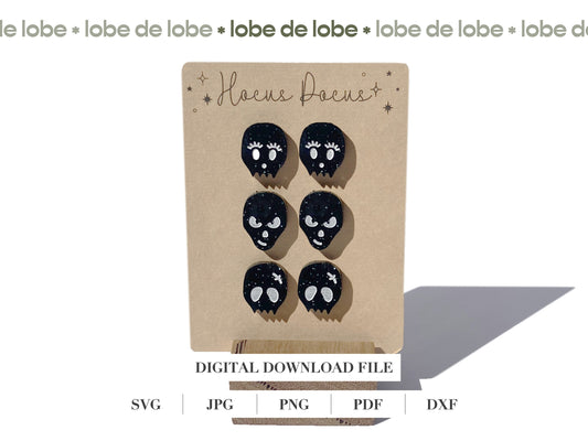 Halloween Skull Stud Bundle Laser Engraved Earrings Digital Download