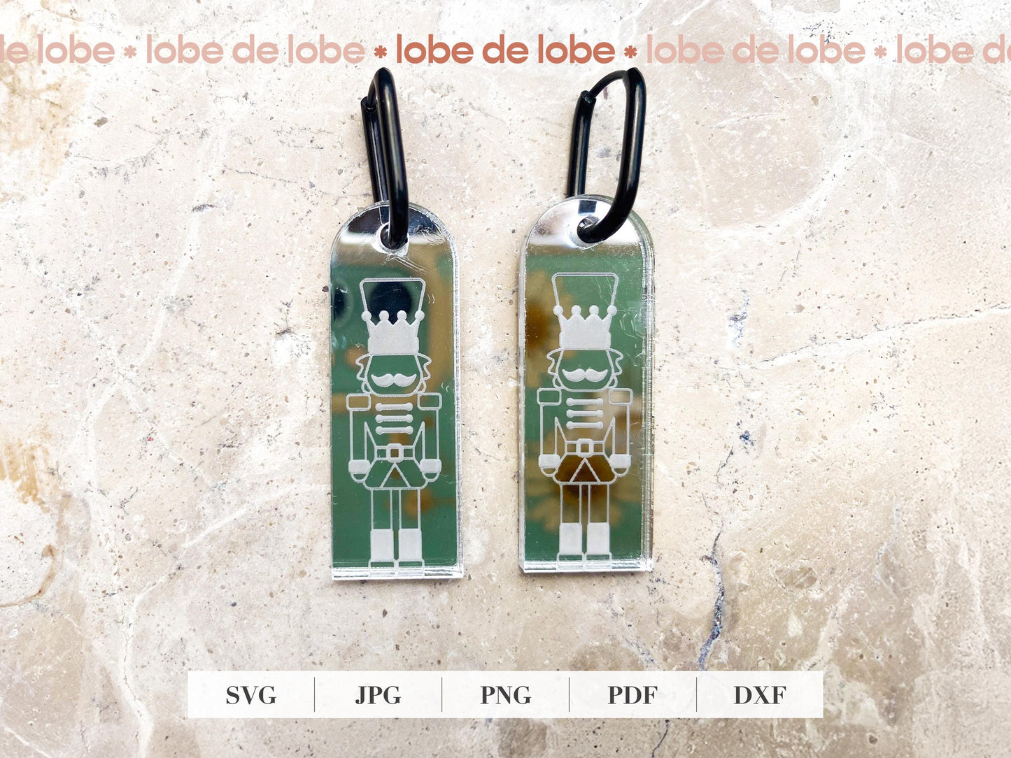 Christmas Holiday Nutcracker Laser Engraved Earrings Digital Download