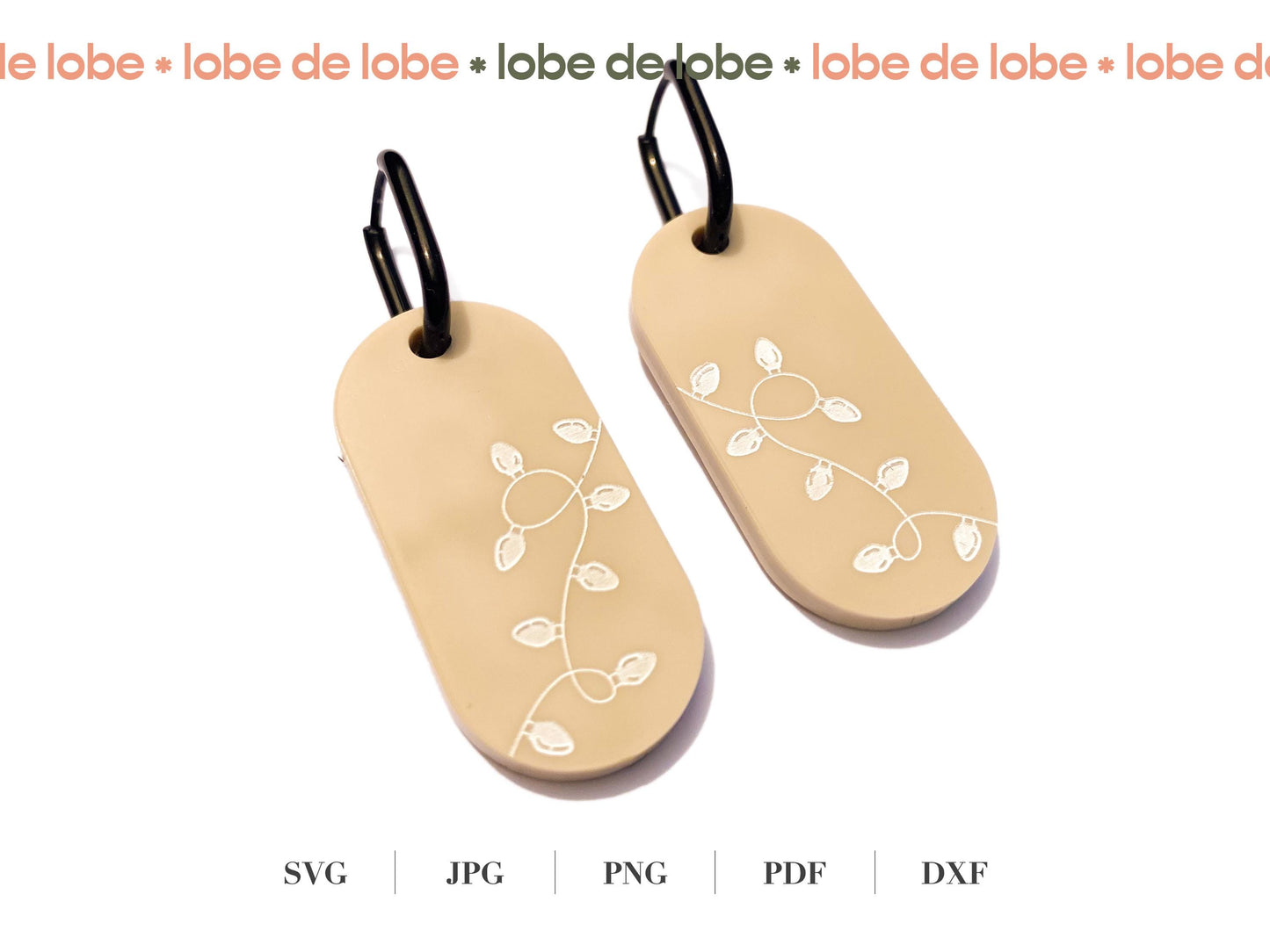 Holiday String Lights Laser Engraved Earrings Digital Download