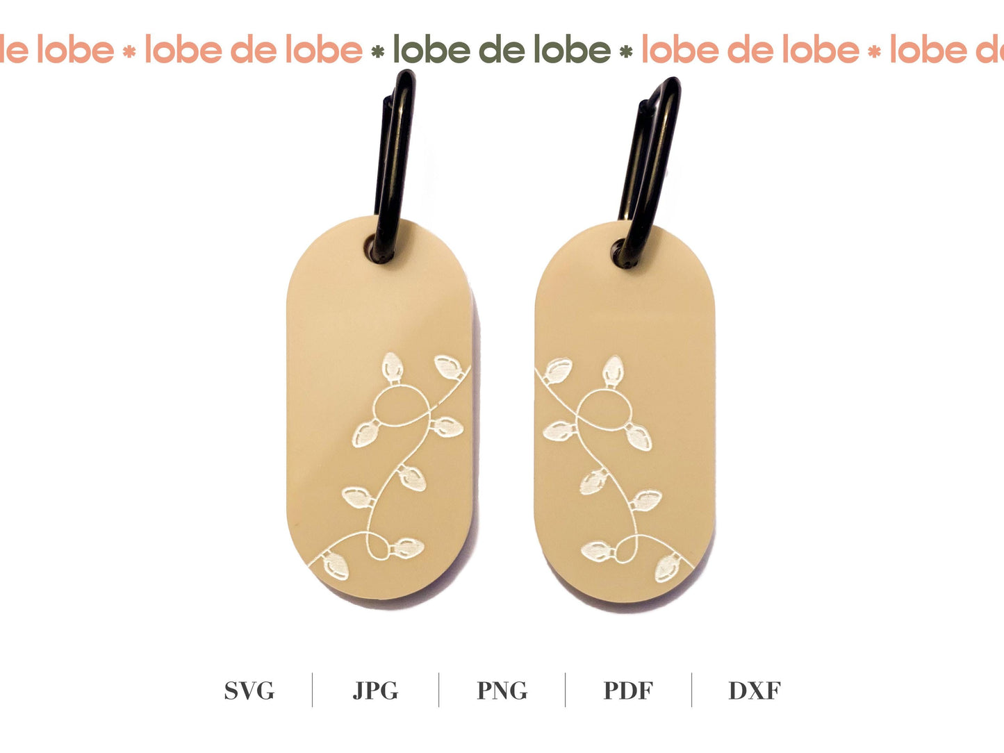 Holiday String Lights Laser Engraved Earrings Digital Download