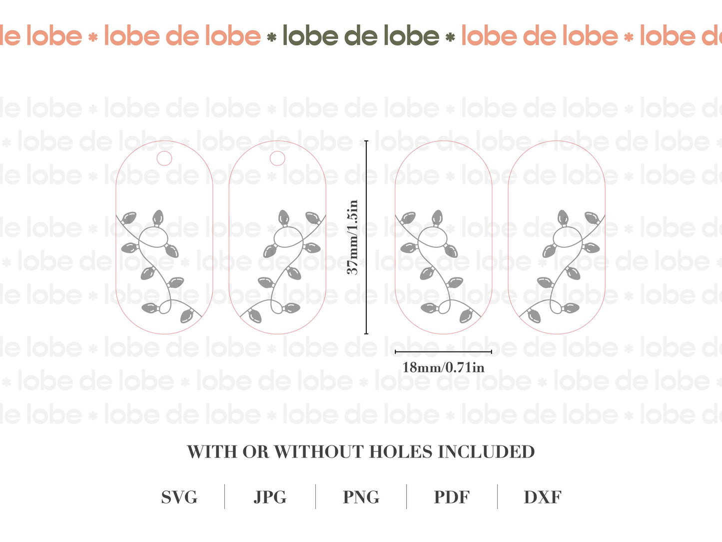 Holiday String Lights Laser Engraved Earrings Digital Download