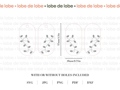 Holiday String Lights Laser Engraved Earrings Digital Download