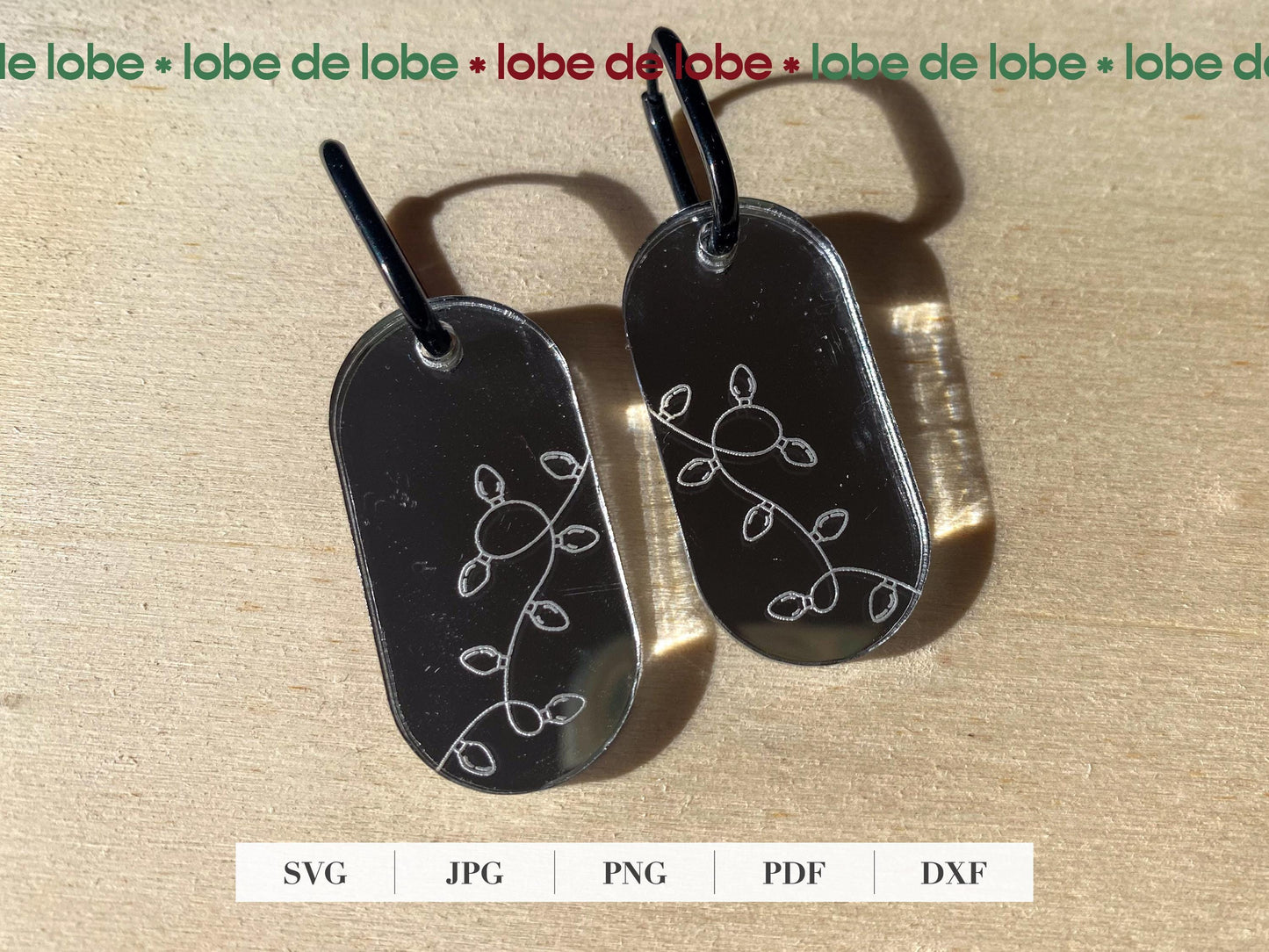 Lightbulb Christmas Laser Engraved Earrings Digital Download