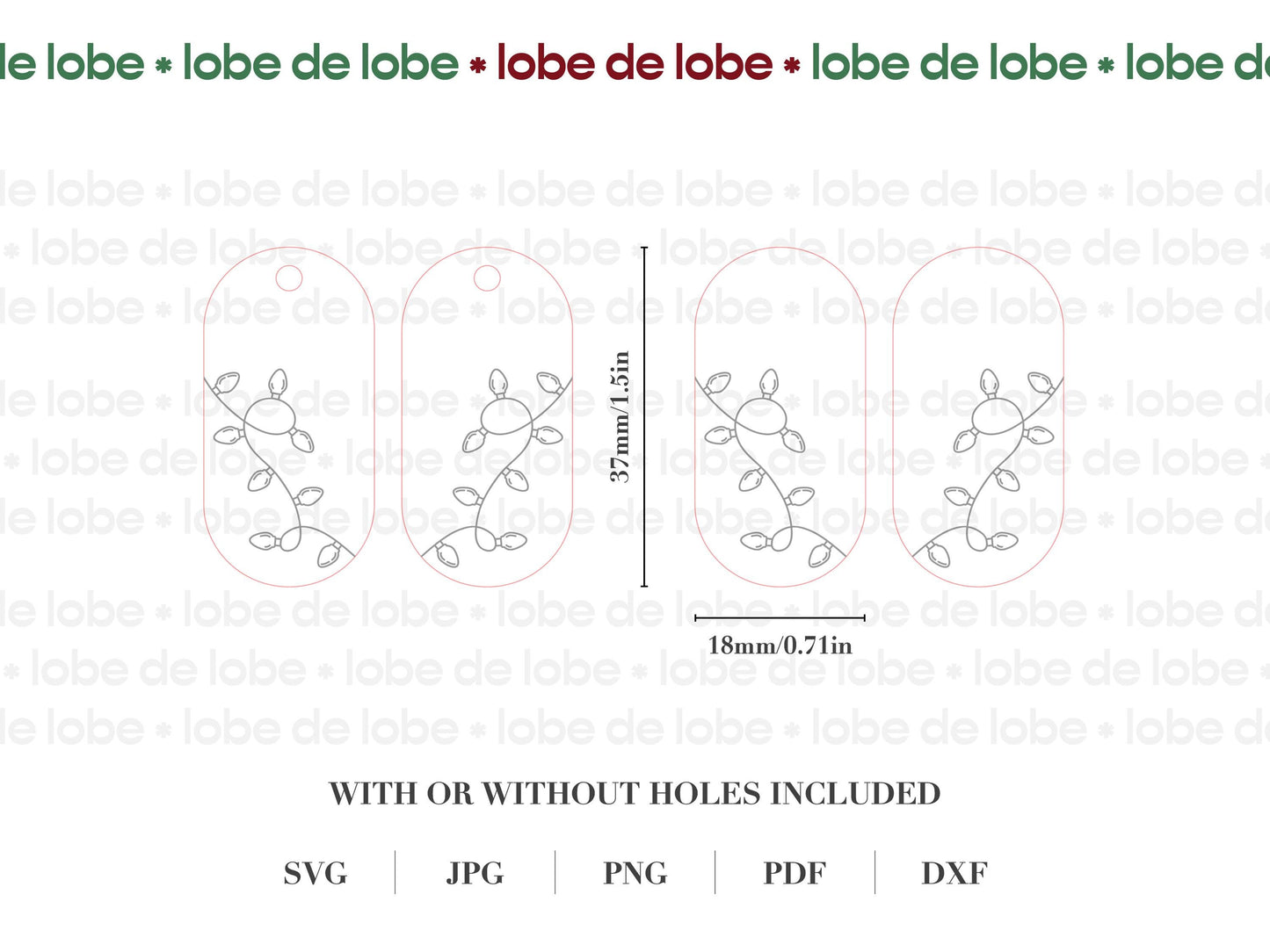 Lightbulb Christmas Laser Engraved Earrings Digital Download